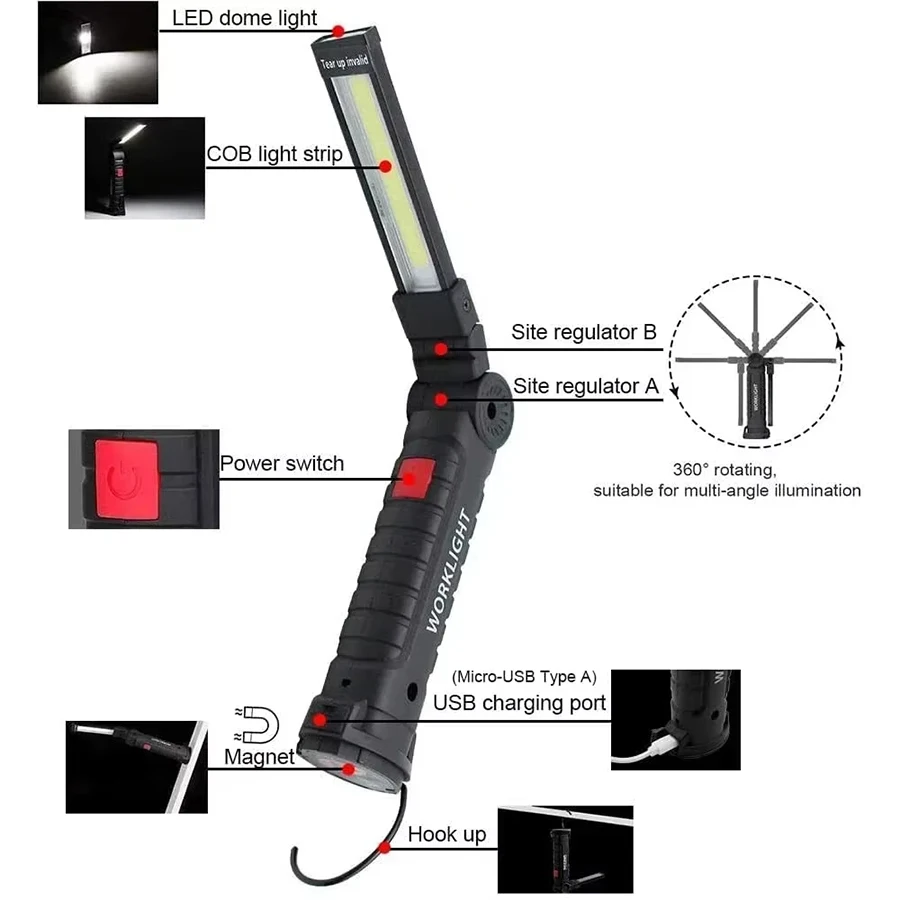 New Portable COB LED Flashligh - Renewable Energy Battery 评论和价格
